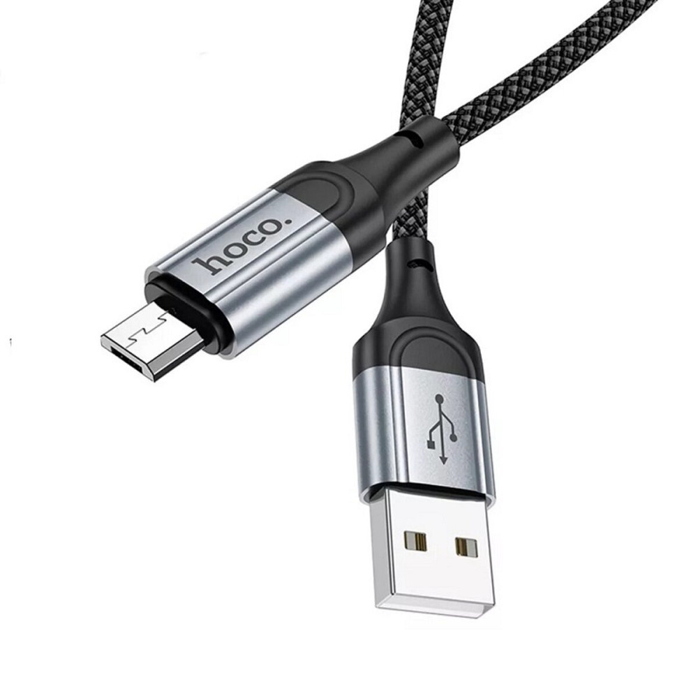 Кабель HOCO X102 USB to Micro 2.4A, 1m, nylon, aluminum connectors, Black (6942007608763) Київ - фото 3