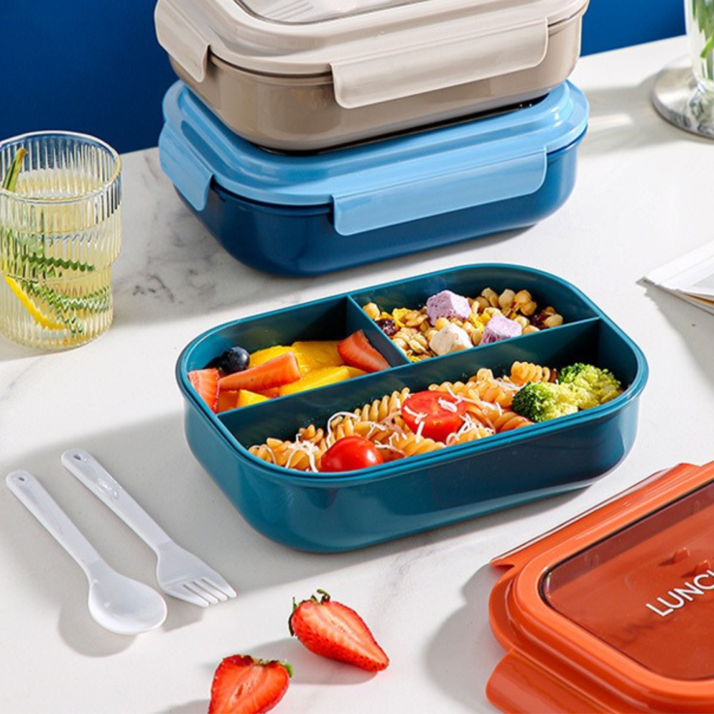 Контейнер,ланч бокс для горячей и холодной еды с отдельными отсеками и столовыми приборами для пищи,оранжевый Каменец-Подольский - изображение 2