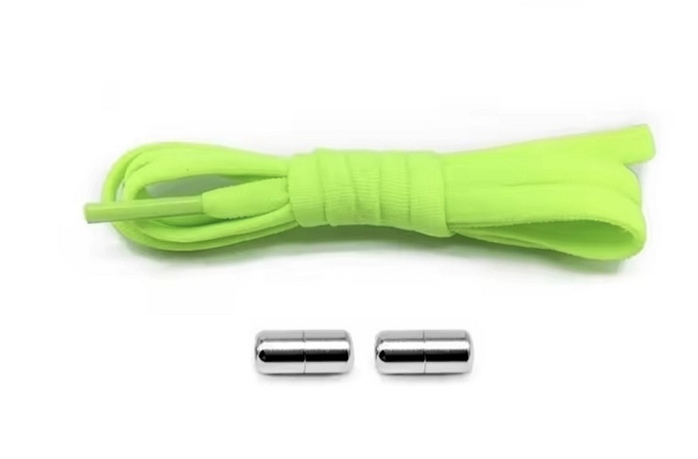 Шнурки эластичные полукруглые без завязок с металлическими застежками Салатовый Смела - изображение 1