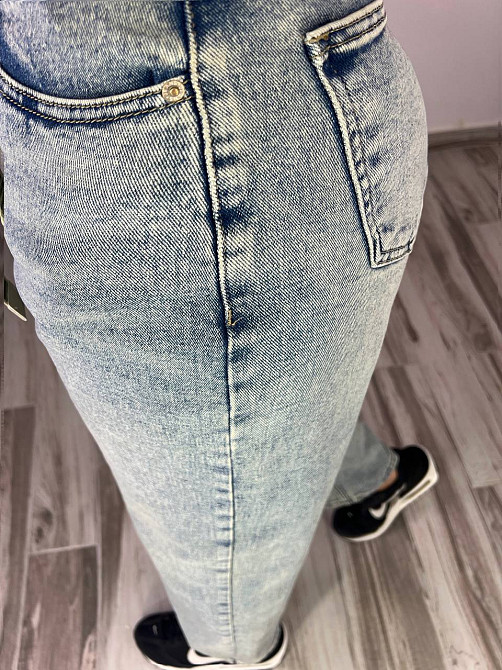 Джинси жіночі DNL 2670 skater mom jeans висока талія з ременем стрейчеві блакитні, блакитний, 29, 29, 77 см, 115 см Київ - фото 8