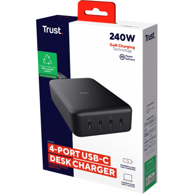 Зарядное устройство Trust Maxo 4xUSB-C PD240W GaN Black (25413_TRUST) Винница - изображение 9