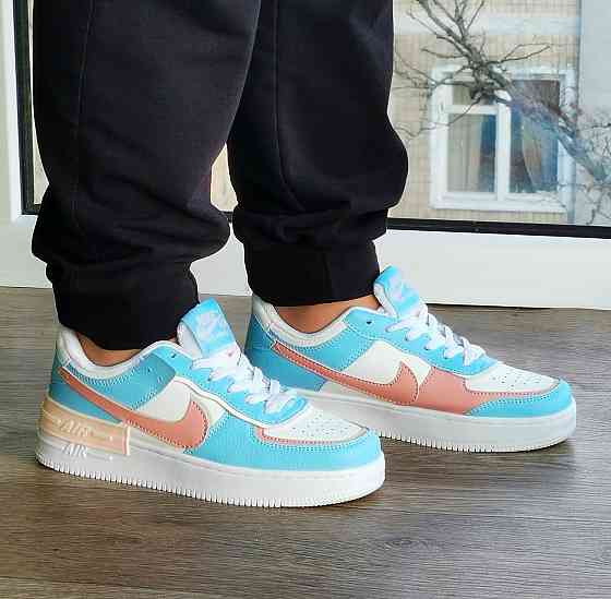 Кросівки Nike Force Білі Жіночі Шкіряні Форси Блакитні Найк (розміри: 36,37,38,39,40,41) - 9 Відео Огляд Дніпро