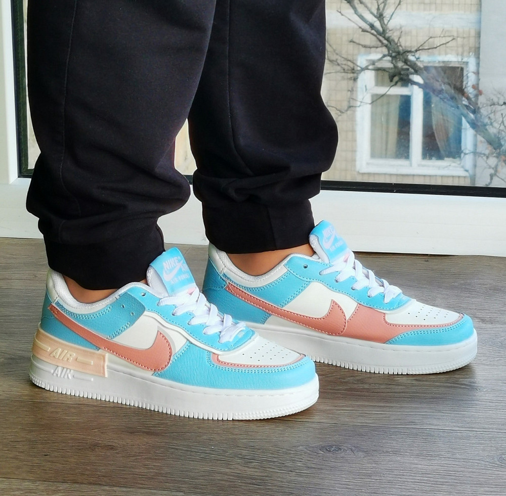 Кросівки Nike Force Білі Жіночі Шкіряні Форси Блакитні Найк (розміри: 36,37,38,39,40,41) - 9 Відео Огляд Дніпро - фото 2