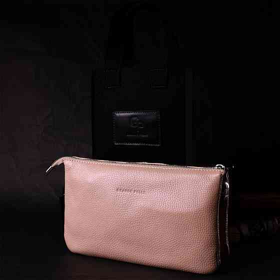 Чарівний жіночий клатч із натуральної зернистої шкіри GRANDE PELLE 11698 Пудровий Київ