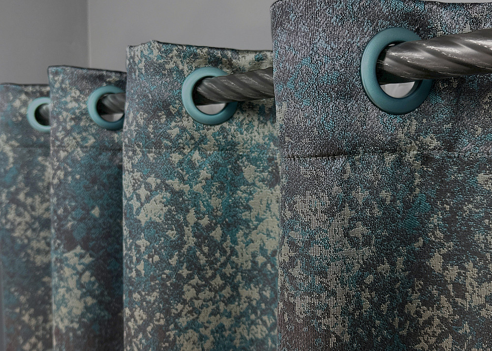 Комплект штор на люверсах VR-Textil Мрамор Al-9 № 1636ш Бирюзовый с серым 150х270 см 2 шт (37-0174) Киев - изображение 5
