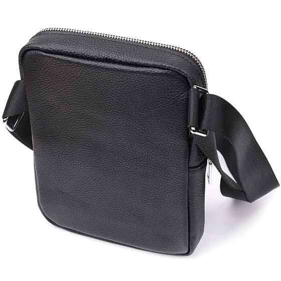 Зручна вертикальна сумка для чоловіків з натуральної шкіри Чорний (Vintage) Київ