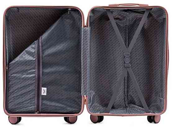 Валіза пластикова WINGS WN01 мала 55 см золотисто-рожева Київ