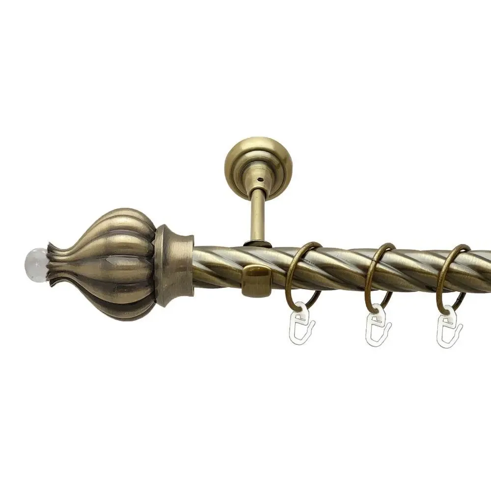 Карниз Orvit Таджа-Кристал металевий однорядний відкритий скручена труба кільце металеве Антик 25 мм 240 см (00-00017741) Львів - фото 1