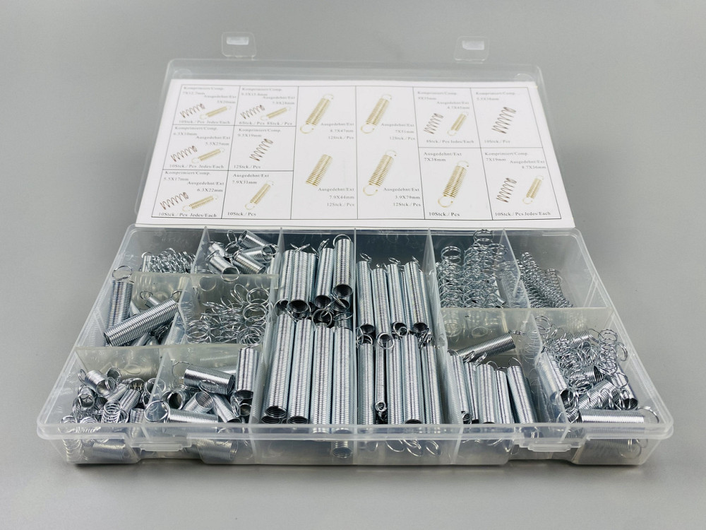 Пружинний комплект оцинковані подовжувачі та компресійна промислова пружина 16 видів 200 шт у коробці Мукачево - фото 1