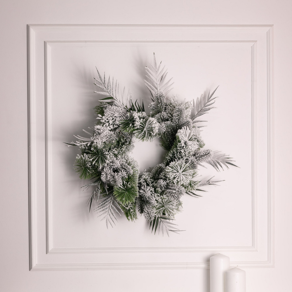 Штучний різдвяний вінок Засніжений Святковий 60 см TD-VINSN Київ - фото 1