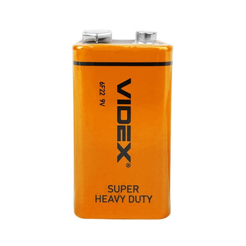 Батарейка Крона VIDEX CR-9V 6F22 9В солевая, батарея для мультиметра, сигнализации, игрушек Киев - изображение 2
