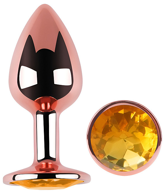 Анальная пробка с кристаллом EGZO - Rose Gold Round Plug Yellow size M Sex Aura Киев - изображение 2