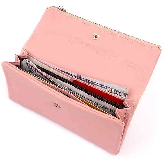 Клатч конверт с карманом для мобильного кожаный женский ST Leather 19271 Розовый Киев