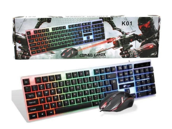 Ігрова клавіатура і мишка UKC ART-5559 з LED підсвіткою, USB, RU/EN, метал/пластик, Scroll Lock Київ