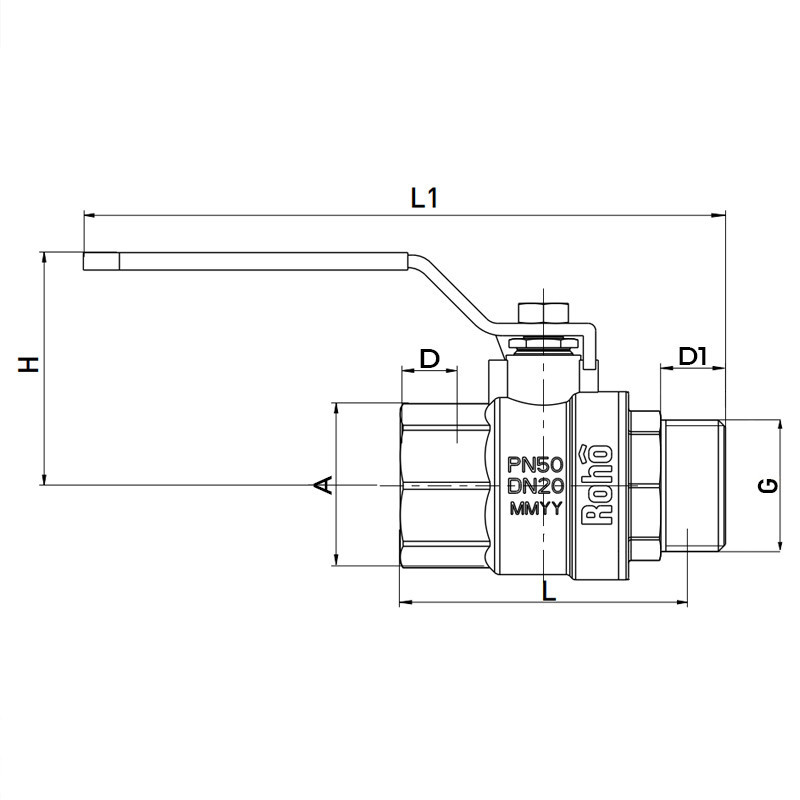 Кран кульовий Roho R201-075B - 3/4" (RO0096) Київ - фото 2