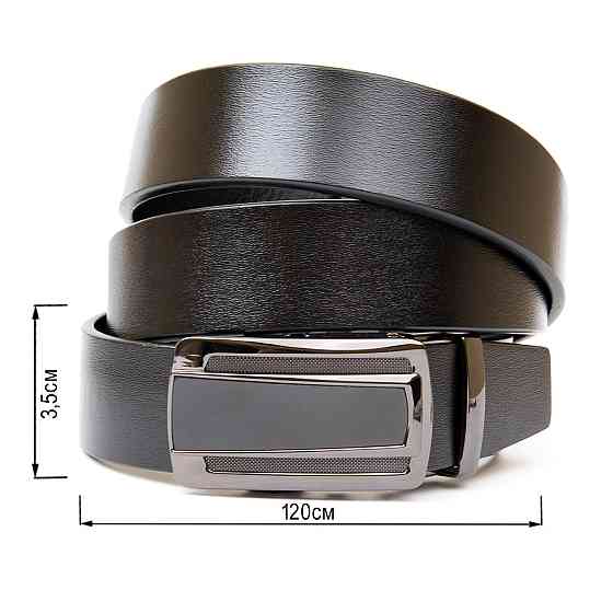 Ремень мужской с темной пряжкой автомат Vintage 20295 Коричневый Киев