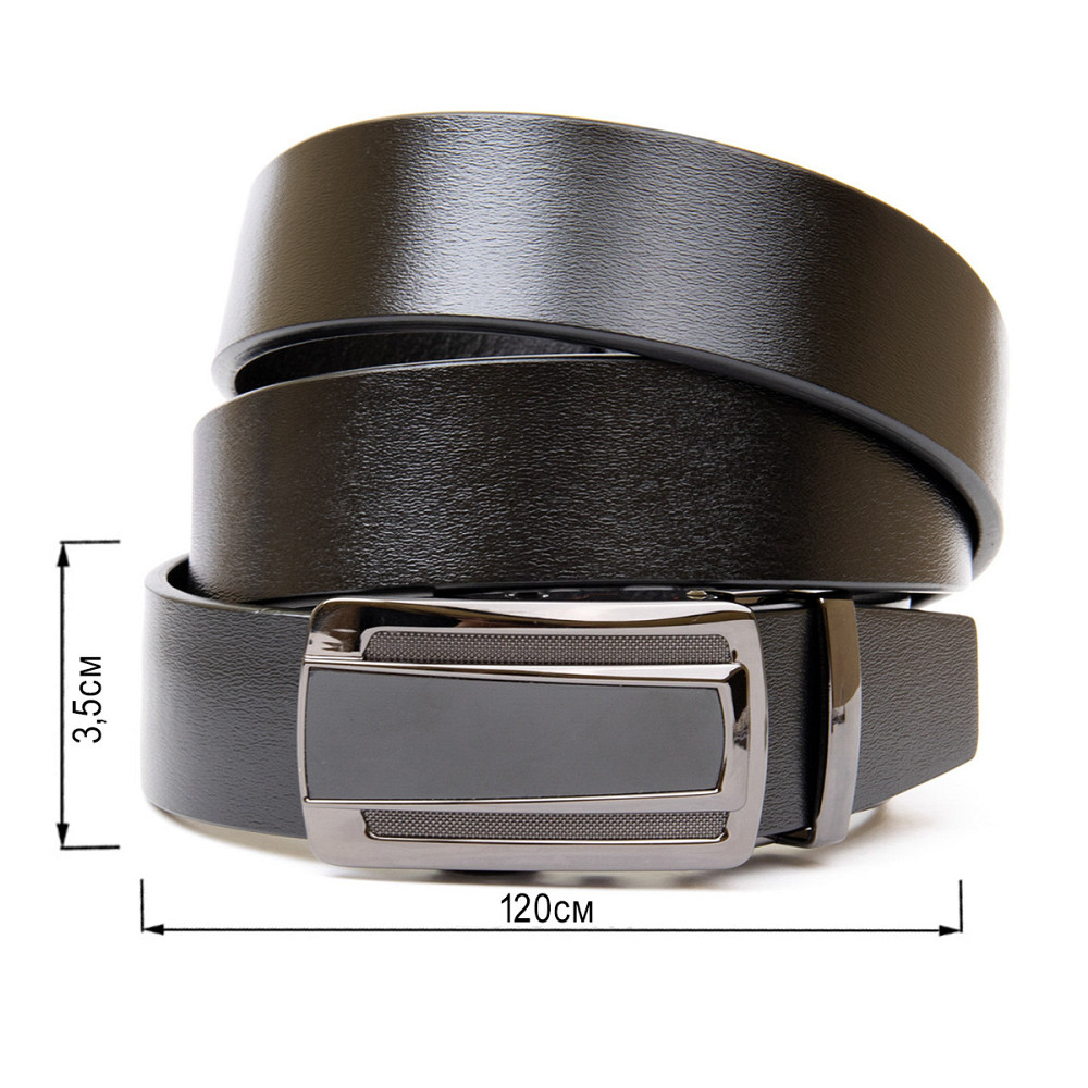 Ремінь чоловічий з темною пряжкою автомат Vintage 20295 Черный Київ - фото 3