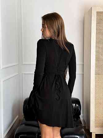 Жіноче романтичне базове плаття з об'ємними рукавами воланами трикотаж масло Чорний, 44/46 Одеса