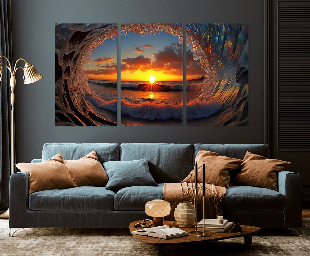 Модульна картина у вітальню/ спальню  Морські хвилі     ART-117_3A 100х150 см Київ - фото 3