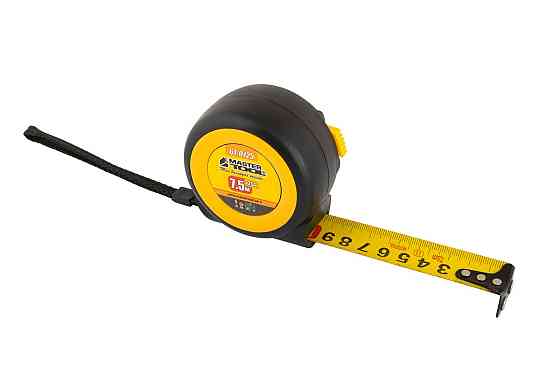 Рулетка MASTERTOOL 7.5 м×25 мм з магнітами автоматичний фіксатор покриття TPR храповий механізм 61-0725 Коломия