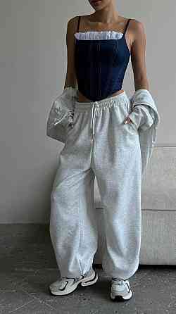 Жіночий прогулянковий оверсайз костюм двійка: кофта і штани двонитка Одеса