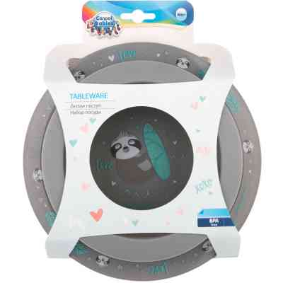 Набор детской посуды Canpol babies Exotic Animals Серый 2 шт. (56/523_grey) Винница