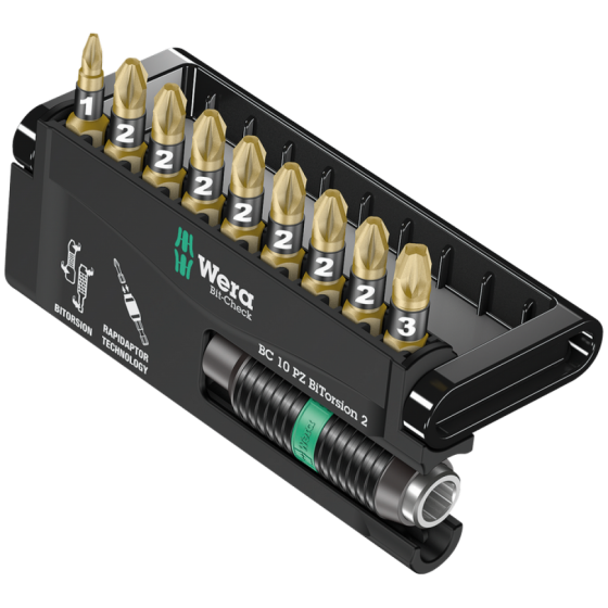 Набор біт PZ 10шт. Wera Bit-Check 10 PZ BiTorsion 2 05347153001 Одеса