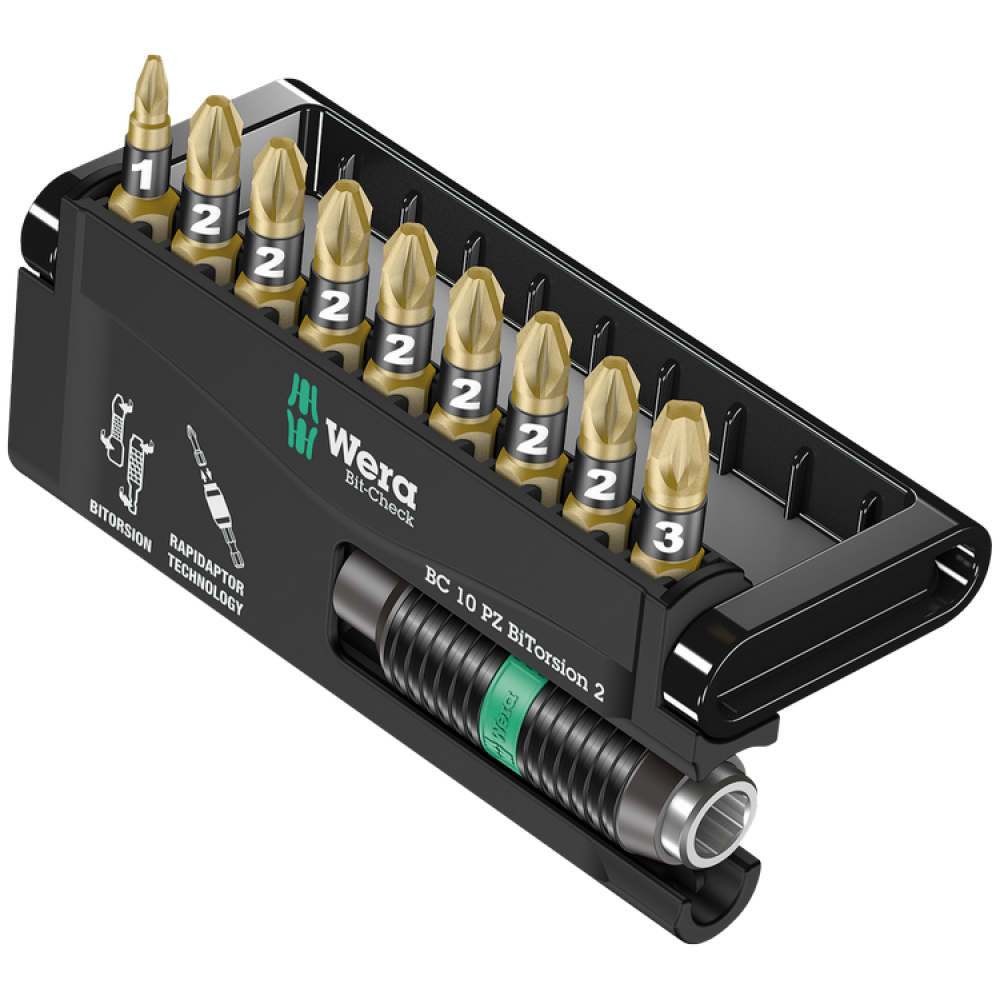 Набор бит PZ 10шт. Wera Bit-Check 10 PZ BiTorsion 2 05347153001 Одесса - изображение 1