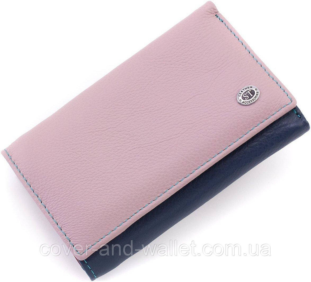 Пудровий жіночий шкіряний гаманець на магнітах середнього розміру ST 021 Київ - фото 1