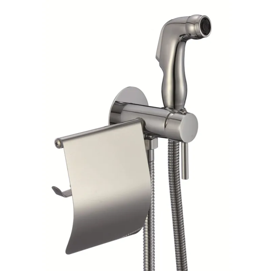 Змішувач для гігієнічного душу Zerix FTR-333-B з лійкою та паперотримачем (ZX5840) Київ