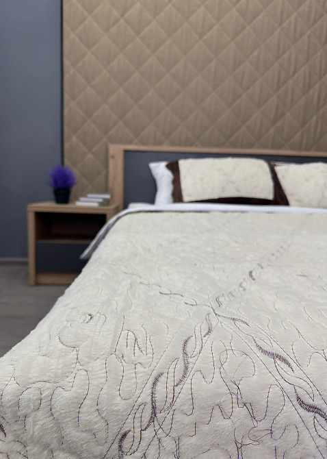 Покривало двостороннє з хутром 210x230 (+-10 см) і 2 наволочки колір коричневий з молочним (85-155) Київ - фото 7