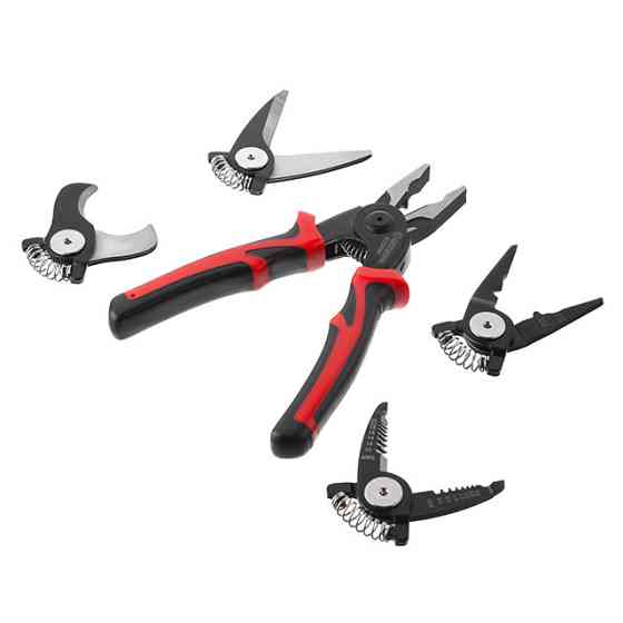 Плоскогубці багатофункціональні 5 в 1, змінні насадки, кейс, STORM INTERTOOL NT-0115 Київ