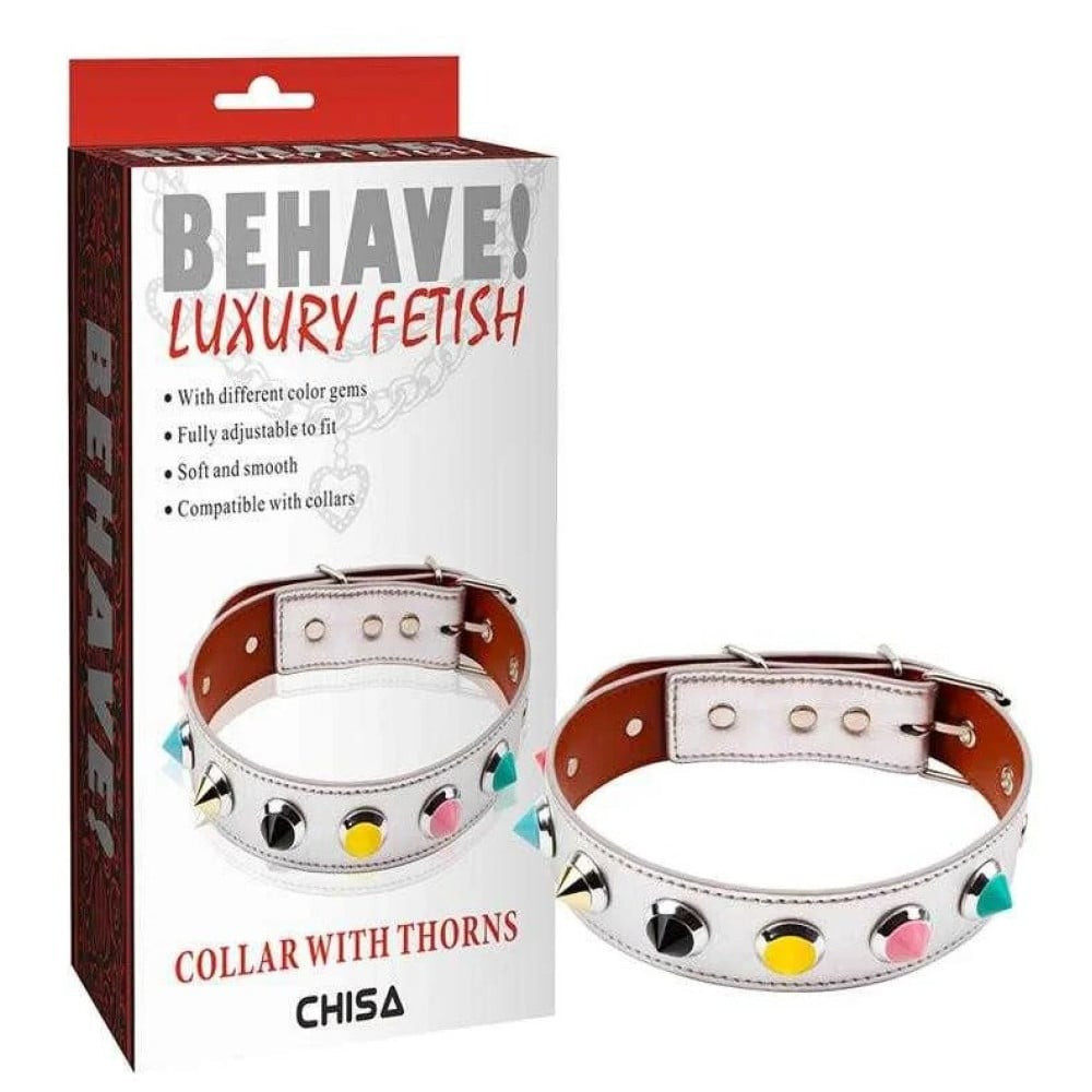 Ошейник с шипами Chisa Behave! Collar With Thorns, белый Sex Aura Киев - изображение 1