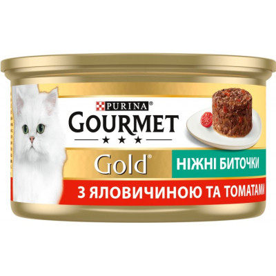 Влажный корм для кошек Purina Gourmet Gold. Нежные биточки с говядиной и томатами 85 г (7613035442474) Винница - изображение 2