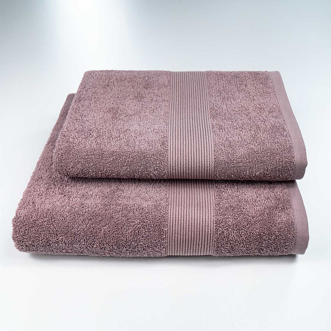 Комплект махрових рушників з Бордюром 2шт GM Textile 50х90см, 70х140см 400г/м2 (Шоколад) Суми - фото 1