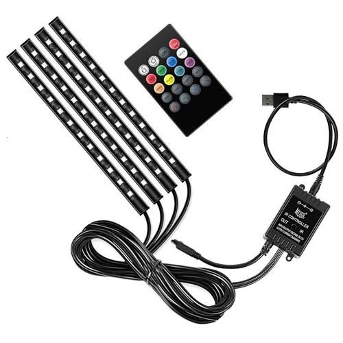 Декоративне RGB LED підсвічування салону авто, світломузика, USB живлення, пульт ДУ Київ - фото 1