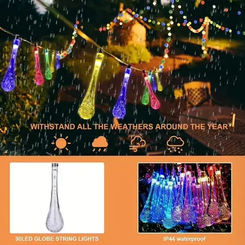 Гирлянда светодиодная Капли на белом проводе Мультицвет Винница