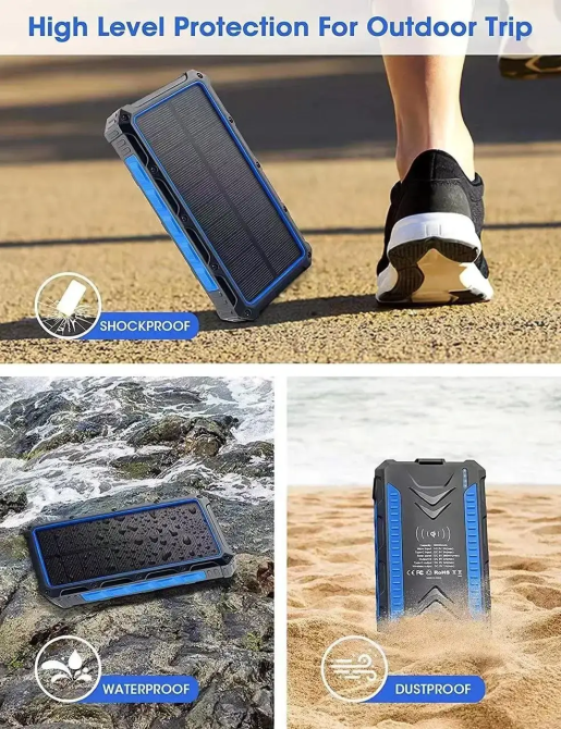 Зарядное устройство на солнечных батареях IBattery S26W 20000mah с фонариком и беспроводной зарядкой Винница - изображение 7