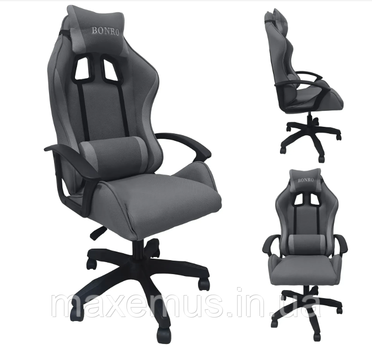 Компьютерное кресло для геймера из ткани кресло для работы за компьютером с регулировкой спинки B-944 серое Мостиска - изображение 8