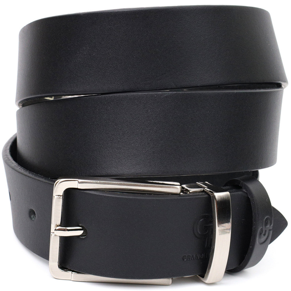 Практичный брючный ремень для мужчин из натуральной кожи GRANDE PELLE 11677 Черный Киев - изображение 1