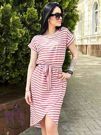 Літня сукня міді на запах "Lady" оптом | Розпродаж моделі Бежевий, 42-44 Київ