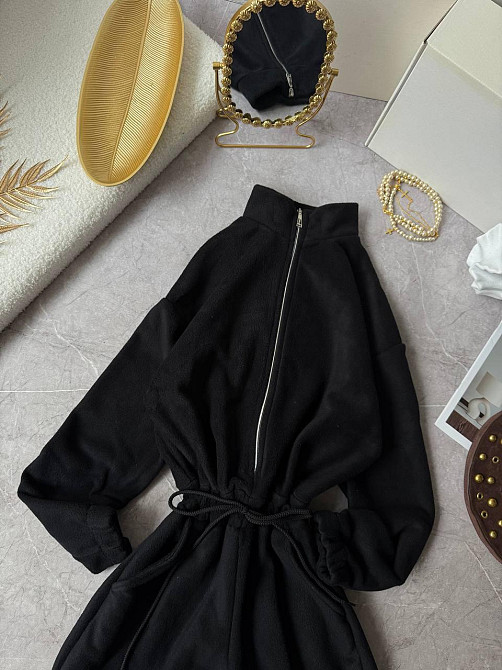 Женский теплый повседневный комбинезон из двухстороннего флиса Черный, 48/52 Одесса - изображение 5