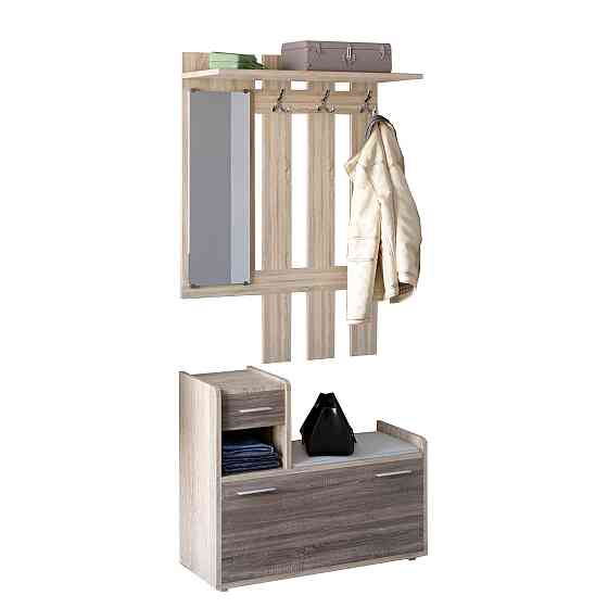 Прихожая Эверест Тандем с вешалкой и тумбой (левая) для обуви сонома + трюфель (DTM-2200) Днепр