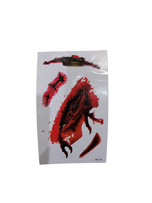 Наклейки тату для Хелловіну з ранами 10 на 6 см червоний Київ - фото 1