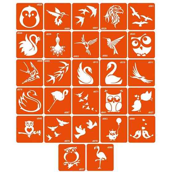 Набор трафаретов для био-тату «D - птицы» d_simple_5x5_27_1 Винница
