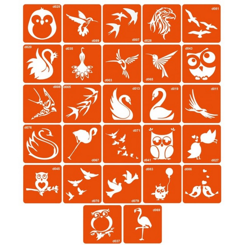 Набір трафаретів для біо-тату "D - птахи" d_simple_5x5_27_1 Вінниця - фото 1