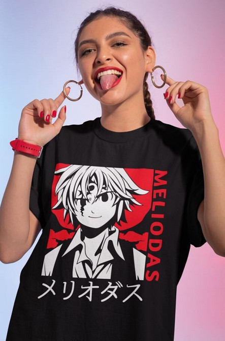 Футболка мужская аниме Нанатсу Но Таизаи Севен оверсайз (S/M/L) Черний AnimeJ0944 Днепр - изображение 6