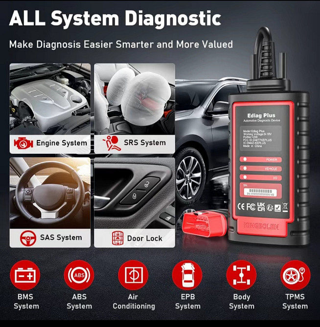 Автосканер Kingbolen Ediag Plus / Thinkdiag 2 | Мультимарочний OBD2 діагностичний сканер Киев - изображение 3