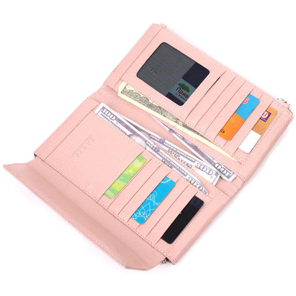 Вместительный женский кошелек из натуральной кожи KARYA 21358 Розовый Киев - изображение 7