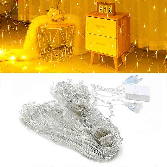 Гірлянда світлодіодна новорічна тепла біла Сітка 120 LED 1.7x1.5м святкова прикраса Київ